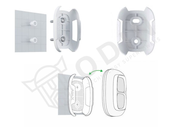 AJAX HOLDER Staffa per fissare Button o DoubleButton alle superfici colore bianco