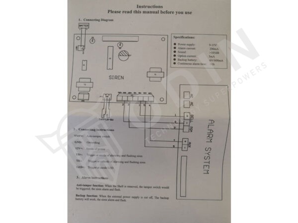 Sirena da esterno 12V con led rosso e batteria 6V ricaricabile incorporata