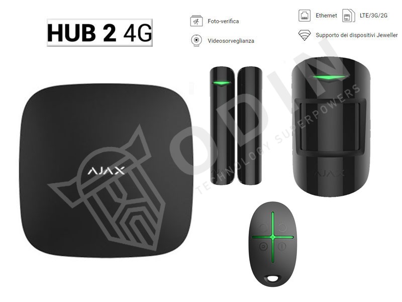 AJAX STARTERKIT 4G Kit allarme wireless 4g con sensore, contatto magnetico e telecomando 42963
