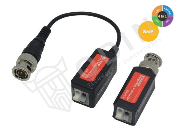 Provision PTR-101V-HD-8 Coppia trasduttori passivi balun 1Ch 4 in 1 (AHD / CVI / TVI / CVBS) fino a 8 Mpx
