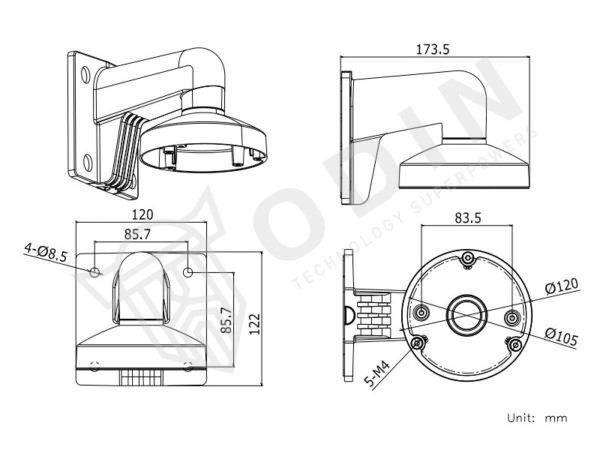 Hikvision DS-1272ZJ-120 Staffa per telecamere mini dome montaggio a parete