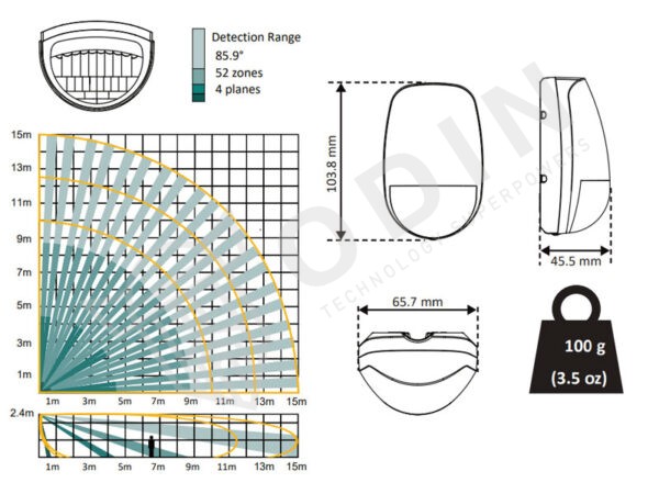 Hikvision DS-PDD15AM-EG2 Rilevatore doppia tecnologia filare portata 15 mt con antimascheramento