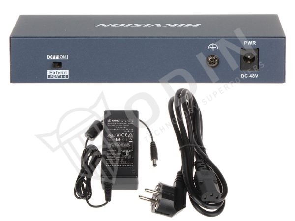 Hikvision DS-3E0106P-E/M Switch PoE 4 porte + 2 Uplink RJ45 max 35W