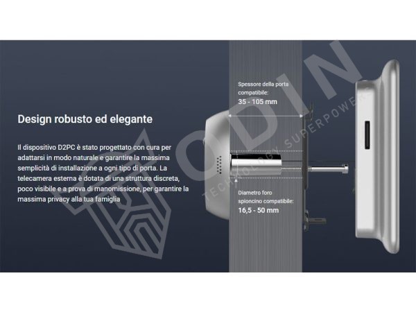 EZVIZ CS-DP2C Kit Spioncino Wifi 1080P con campanello integrato a batteria visione a 155° colore oro, monitor 4,3"