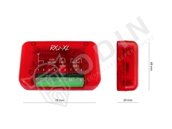 Ricevitore bicanale 433.92MHz universale in autoapprendimento RX2-XL NOLOGO