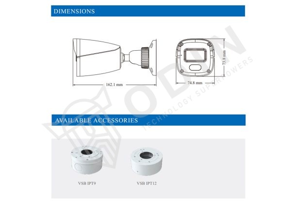 Telecamera VSC-IPT2BLPF28 Dual Light IP ONVIF ottica 2,8 mm Dual Light IP67 PoE con microfono IR fino a 20 mt
