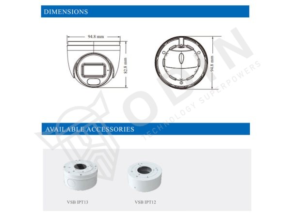 Telecamera VSC-IPT2VDPF28 Dual Light IP ONVIF ottica 2,8 mm Dual Light IP67 PoE con microfono IR fino a 20 mt
