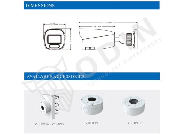 Telecamera VSC-IPT4BL-ALF28 Dual Light IP 4 Mpx ONVIF ottica 2,8 mm IP67 PoE, con luci di avvertimento e sirena incorporata