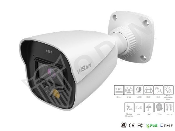 Telecamera VSC-IPT4BLS4CF28 Dual Light IP 4 Mpx ONVIF ottica 2,8 mm IP67 PoE, con classificazione oggetti