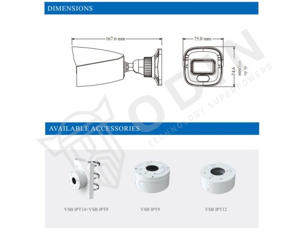 Telecamera VSC-IPT4BLS4CF28 Dual Light IP 4 Mpx ONVIF ottica 2,8 mm IP67 PoE, con classificazione oggetti