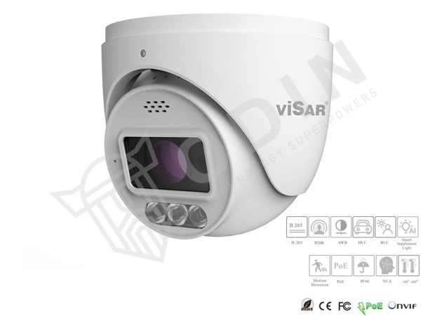 Telecamera VSC-IPT4VD-ALF288 Dual Light IP 4 Mpx ONVIF ottica 2,8 mm IP67 PoE, con luci di avvertimento e sirena incorporata