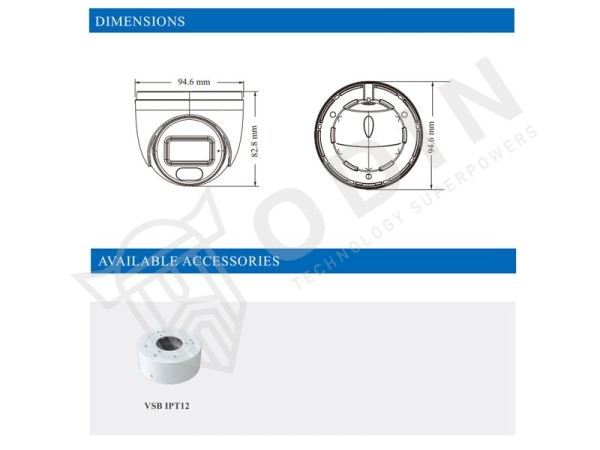 Telecamera VSC-IPT4VDDLF28 Dual Light IP 4 Mpx ONVIF ottica 2,8 mm IP67 PoE, microfono e IR fino a 30 mt