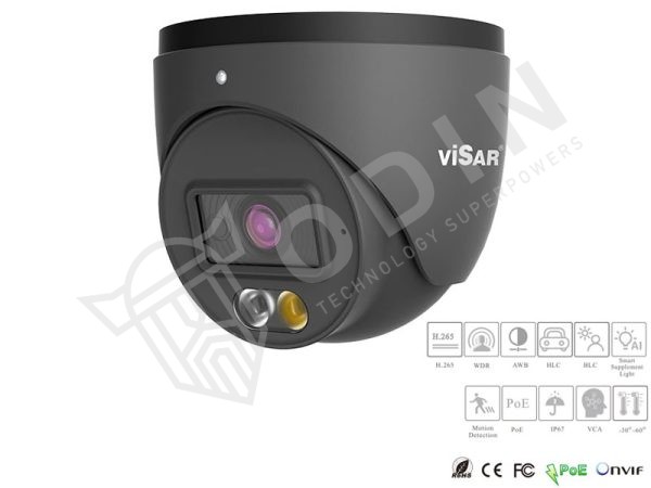 Telecamera VSC-IPT4VDS4CF28-D Dual Light IP 4 Mpx ONVIF ottica 2,8 mm IP67 PoE, con classificazione oggetti nera