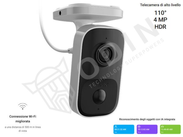 Ajax Telecamera IndoorCam 111566 wi-fi per interni con rilevatore di movimento PIR e IA integrata risoluzione 4 Megapixel