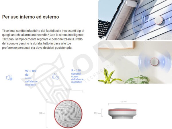 EZVIZ CS-T9C Sirena smart per esterno interno senza fili 105 db con lampeggiante rosso