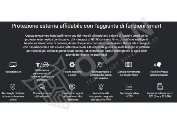 EZVIZ CS-H3 Telecamera 3K da esterno IP67 wifi 2,4 Ghz con IR fino a 30 mt microfono e visione a colori in notturna