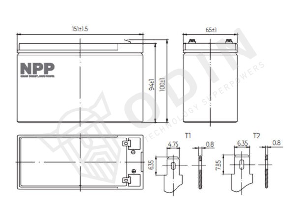 NPP NP7-12 Batteria 12V al Piombo 7 Ah per sistemi di sicurezza