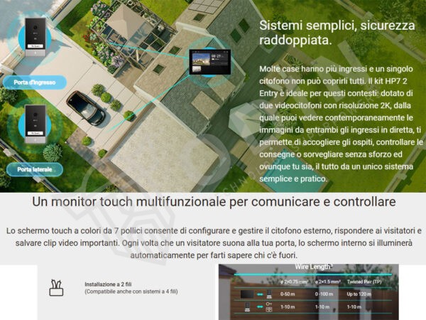 EZVIZ CS-HP7 2-ENTRY Videocitofono Smart connesso connessione a 2 fili con schermo touch 7" Risoluzione 2K