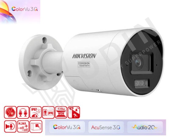 Hikvision DS-2CD2047G3-LI2UY/SL Telecamera ColorVu 3.0 Smart Hybrid Acusense bullet Ip 4 Mpx ottica 2,8 mm
