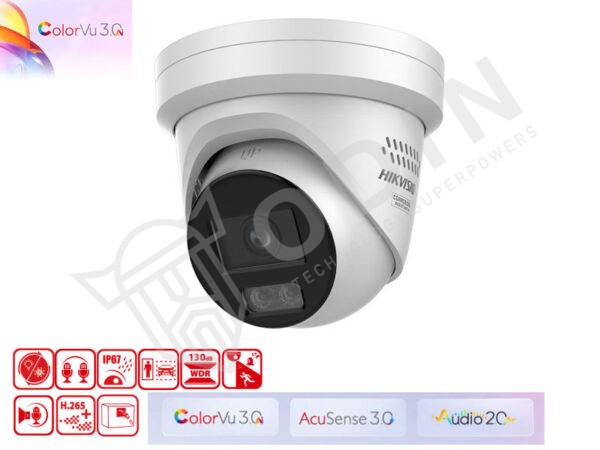 Hikvision DS-2CD2347G3-LIS2UY/SL Telecamera ColorVu 3.0 Smart Hybrid Acusense turret Ip 4 Mpx ottica 2,8 mm