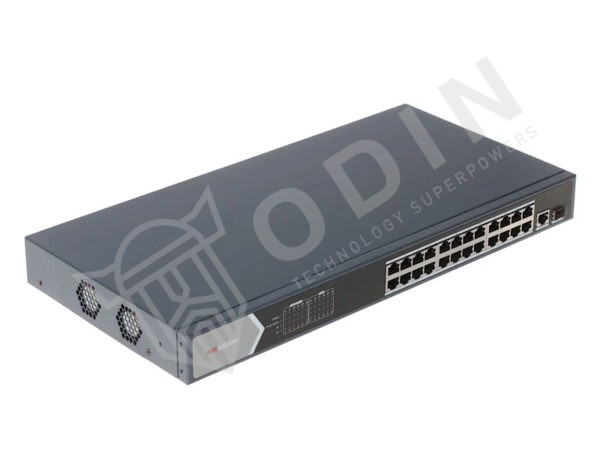 Hikvision DS-3E0526P-E Switch PoE 24 porte unmanaged Gigabit da rack con porta SFP