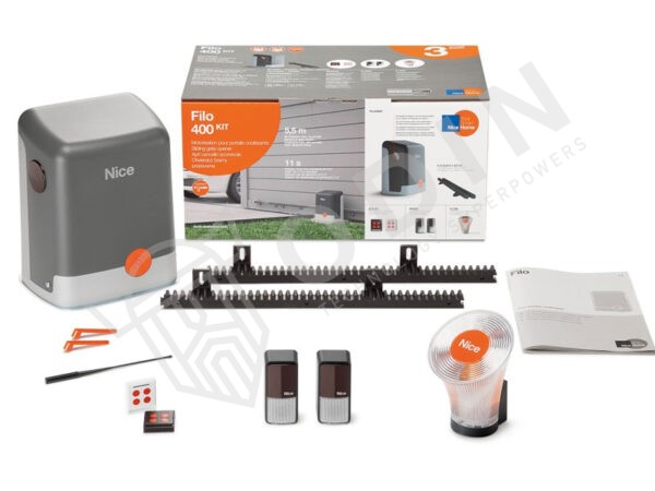 NICE FILO400KIT Kit automazione cancelli scorrevoli fino a 400 kg con cremagliera e 2 telecomandi