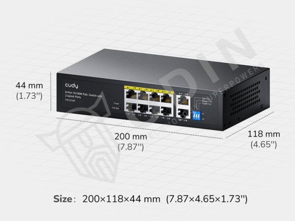 CUDY FS1010P Switch PoE 8 porte con 2 UpLink RJ45 - 120W max 10/100 Mbps